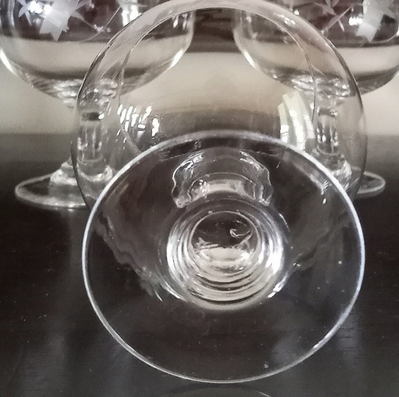 Set Of (3) Vintage Etched Crystal Cognac Glasses Brandy Snifters - Picture 6 of 6